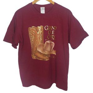 Vintage 90s Grand Ole Opry Mens XL T Shirt Country Music Hall Maroon EUC Cowboy